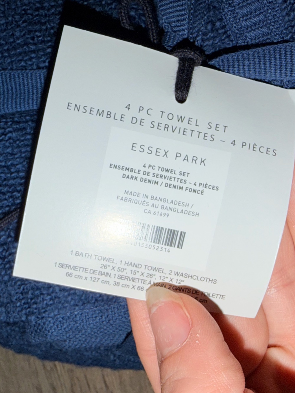 ESSEX PARK 4 Piece Towel Set Dark Blue BRAND NEW Cotton - Picture 4 of 7